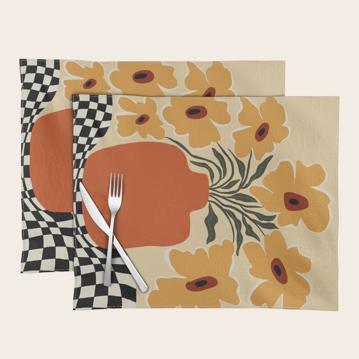 Summer flowerpot with check  Placemat Gallery Image 1
