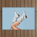 These Boots - Glitter Blue Outdoor Rug Gallery Image 1