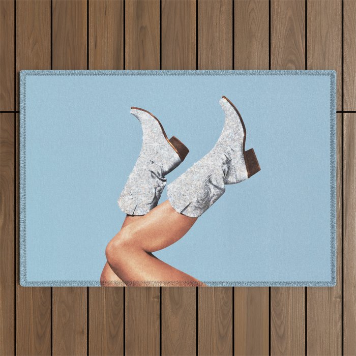 These Boots - Glitter Blue Outdoor Rug Gallery Image 1