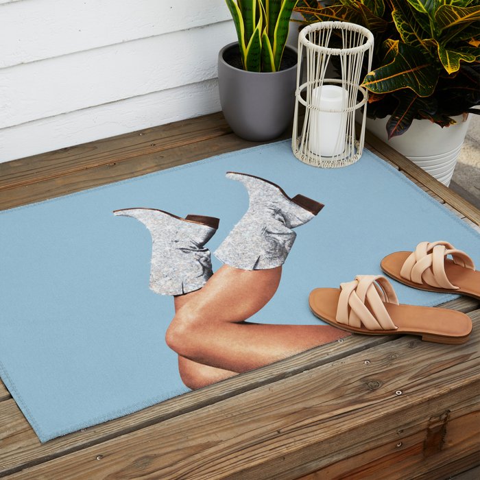 These Boots - Glitter Blue Outdoor Rug Gallery Image 2