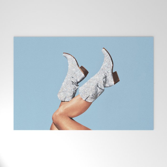 These Boots - Glitter Blue Welcome Mat Gallery Image 1