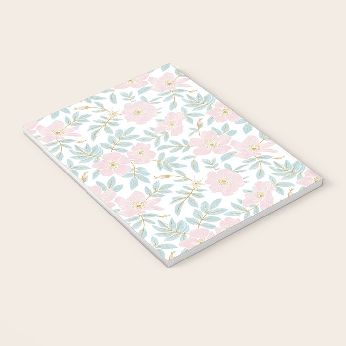 Wild Mountain Roses - pink, mint, and gold Notebook Gallery Image 3