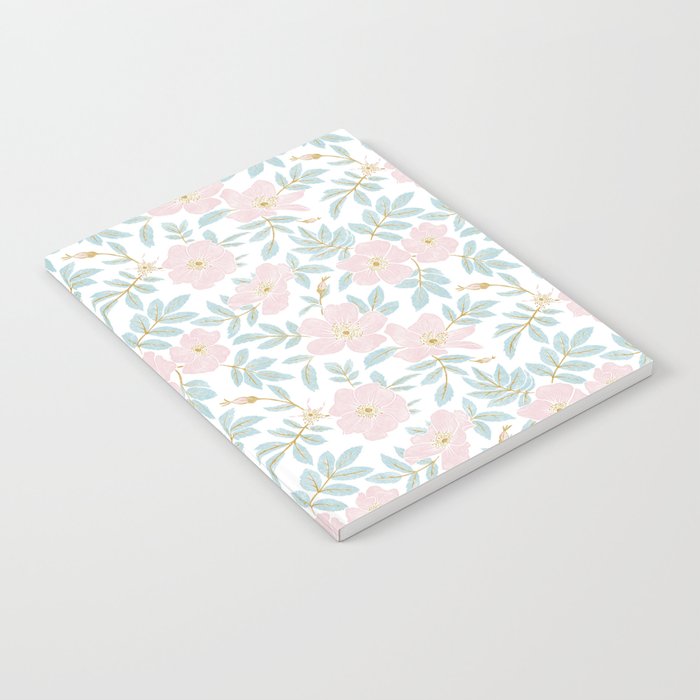 Wild Mountain Roses - pink, mint, and gold Notebook