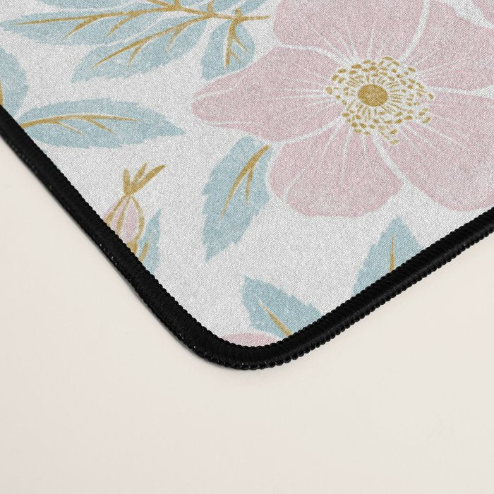 Wild Mountain Roses - pink, mint, and gold Desk Mat Gallery Image 4