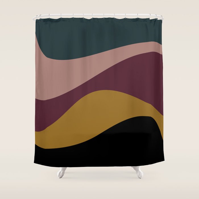 Abstract Color Waves - Bold Retro Shower Curtain Gallery Image 1