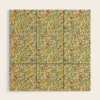William Morris Pomegranate Fruit Beige Gold Coral Wood Wall Art Gallery Image 1
