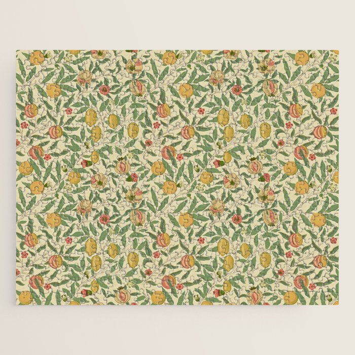 William Morris Pomegranate Fruit Beige Gold Coral Jigsaw Puzzle Gallery Image 1