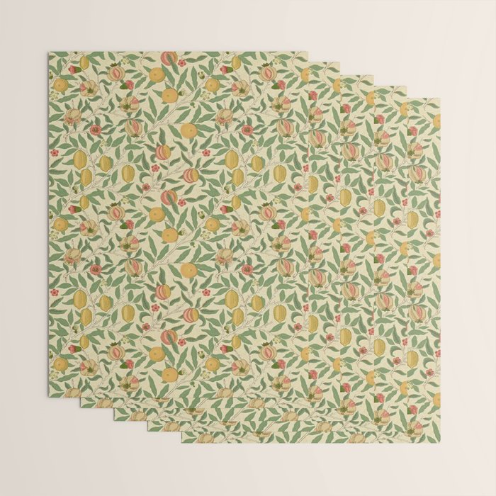 William Morris Pomegranate Fruit Beige Gold Coral Wrapping Paper Gallery Image 3