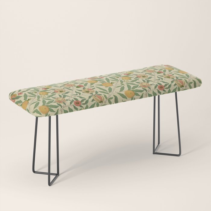 William Morris Pomegranate Fruit Beige Gold Coral Bench Gallery Image 1