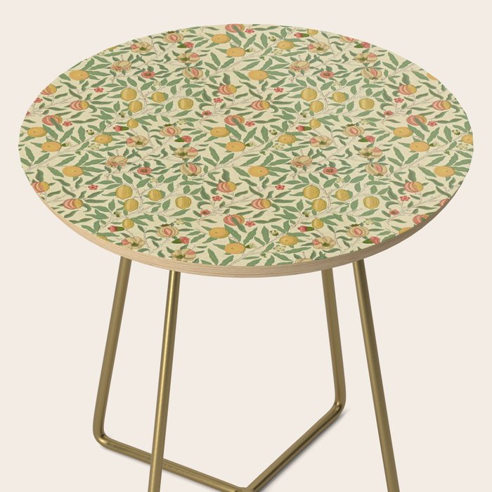 William Morris Pomegranate Fruit Beige Gold Coral Side Table Gallery Image 2