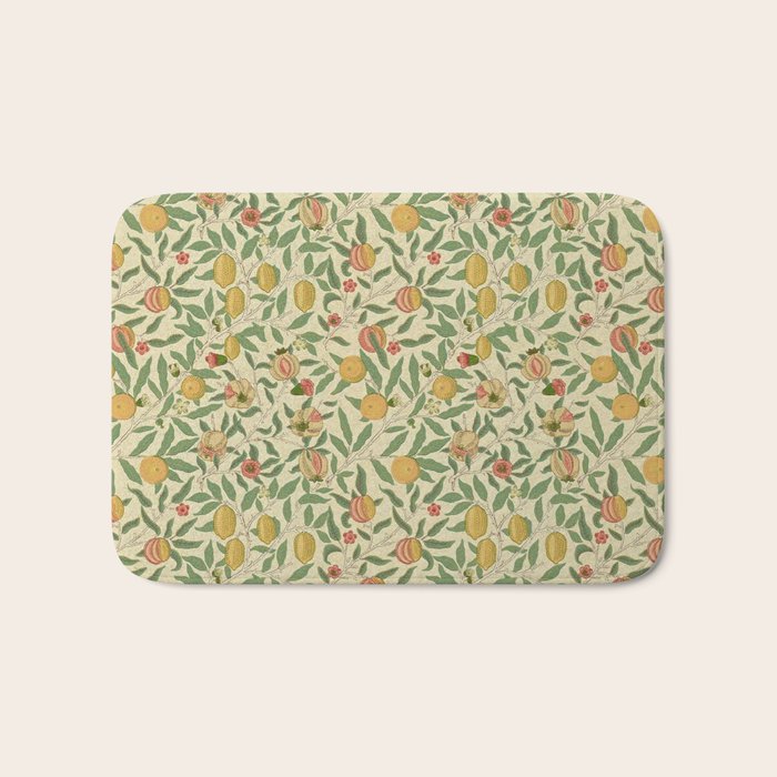 William Morris Pomegranate Fruit Beige Gold Coral Bath Mat Gallery Image 1