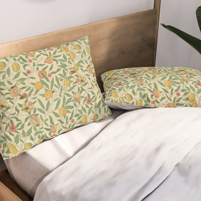 William Morris Pomegranate Fruit Beige Gold Coral Pillow Sham Gallery Image 2