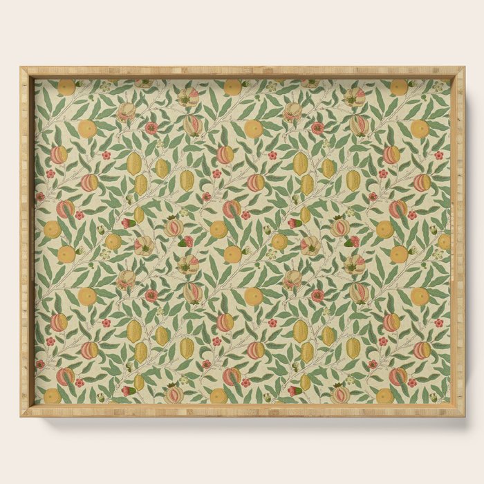 William Morris Pomegranate Fruit Beige Gold Coral Serving Tray Gallery Image 1