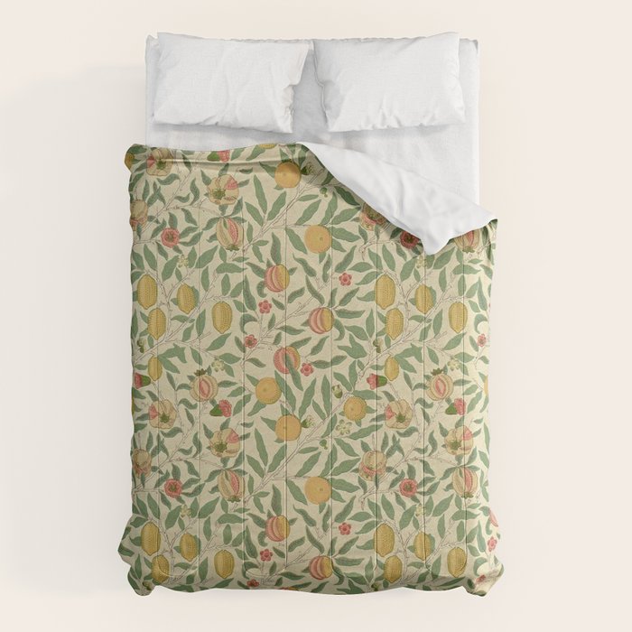 William Morris Pomegranate Fruit Beige Gold Coral Comforter Gallery Image 1