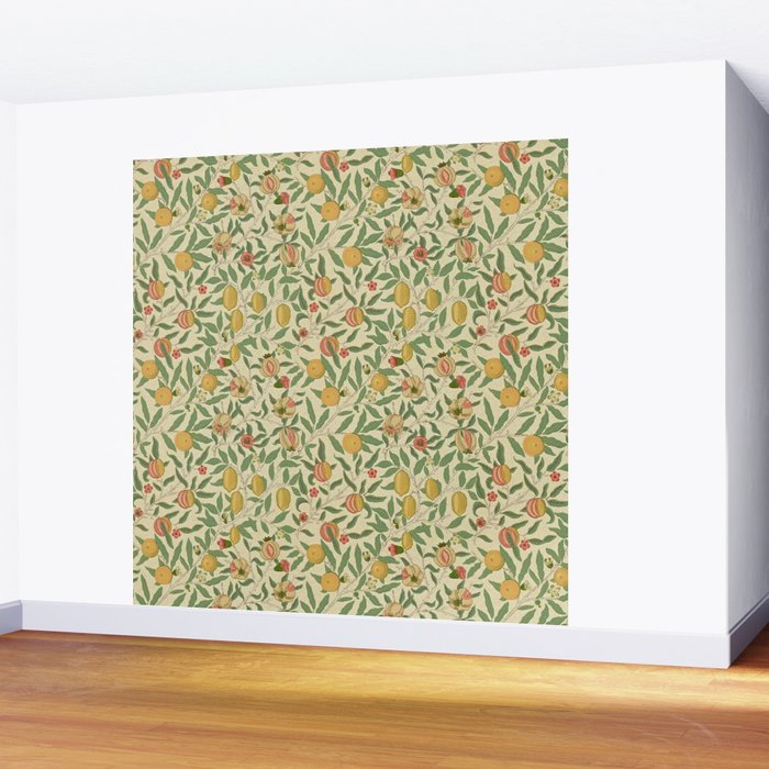 William Morris Pomegranate Fruit Beige Gold Coral Wall Mural Gallery Image 2