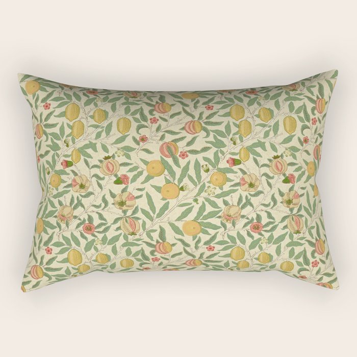 William Morris Pomegranate Fruit Beige Gold Coral Rectangular Pillow Gallery Image 2