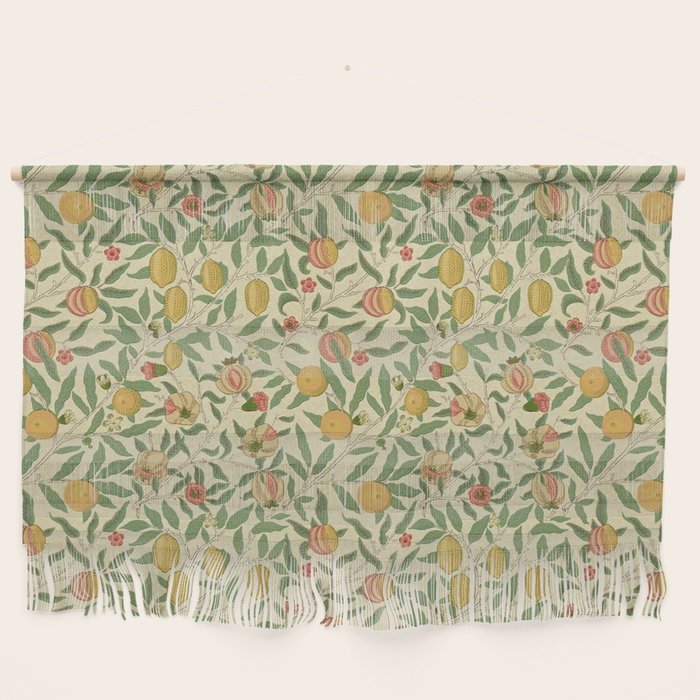 William Morris Pomegranate Fruit Beige Gold Coral Wall Hanging Gallery Image 1