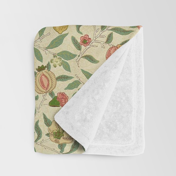 William Morris Pomegranate Fruit Beige Gold Coral Throw Blanket Gallery Image 3