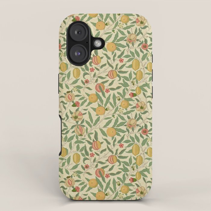 William Morris Pomegranate Fruit Beige Gold Coral iPhone Case Gallery Image 1