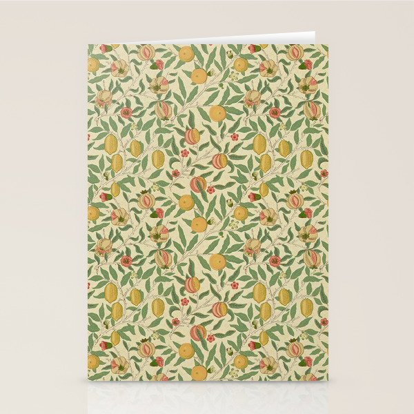 William Morris Pomegranate Fruit Beige Gold Coral Stationery Card Gallery Image 2