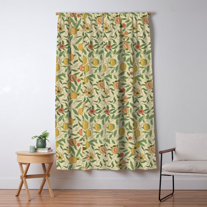 William Morris Pomegranate Fruit Beige Gold Coral Window Curtain Gallery Image 5