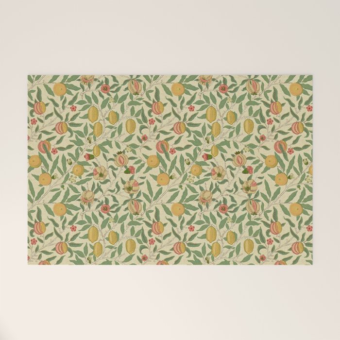 William Morris Pomegranate Fruit Beige Gold Coral Welcome Mat Gallery Image 1