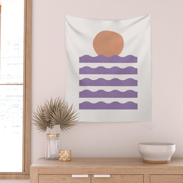 Sunset Wave - Abstract Painting Wall Tapestry Gallery Image 2
