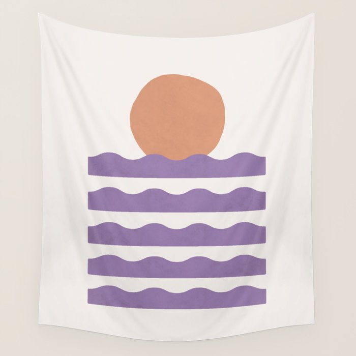Sunset Wave - Abstract Painting Wall Tapestry Gallery Image 1