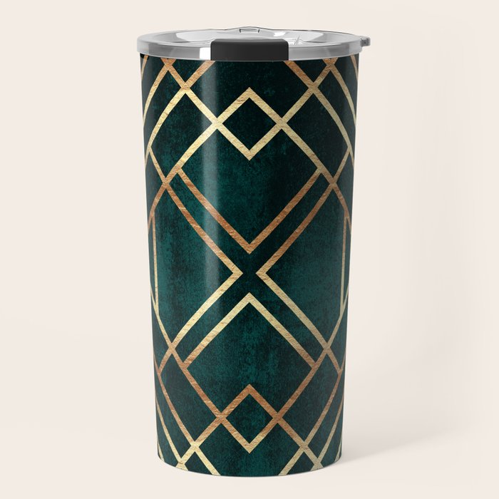 Dark Teal Geo Travel Mug Gallery Image 1