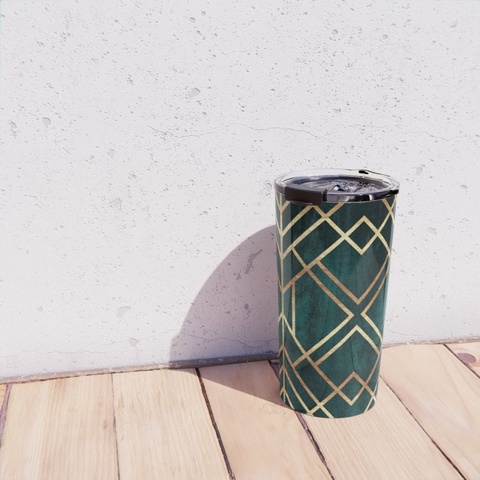 Dark Teal Geo Travel Mug Gallery Image 4