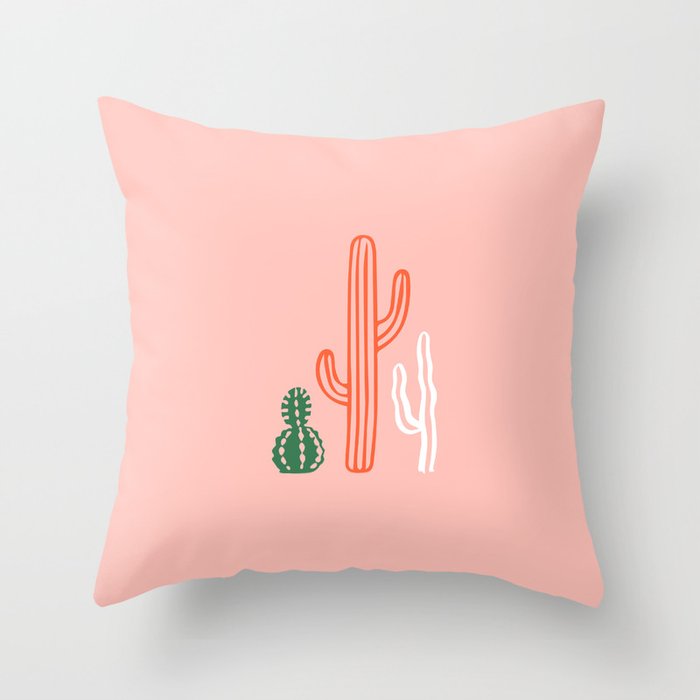 Hand drawn cactus plant art Throw Pillow Gallery Image 1