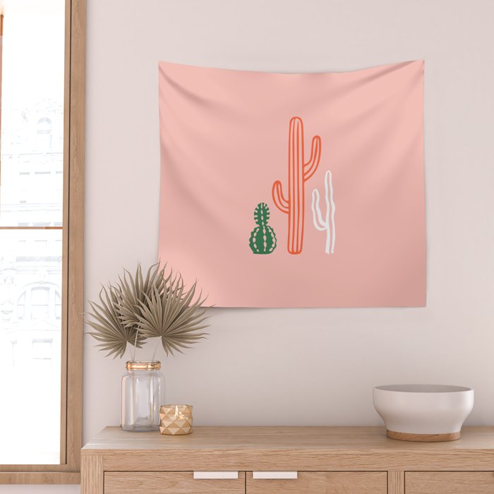 Hand drawn cactus plant art Wall Tapestry Gallery Image 2