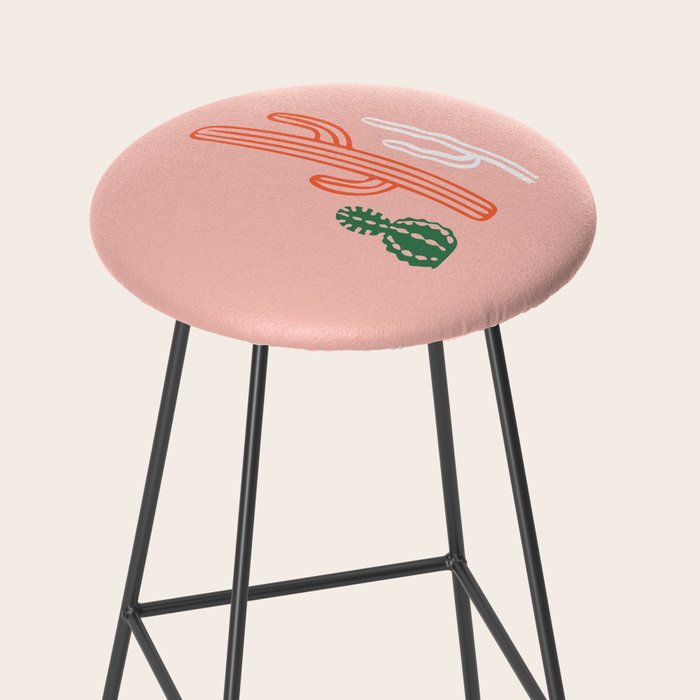 Hand drawn cactus plant art Stool Gallery Image 2