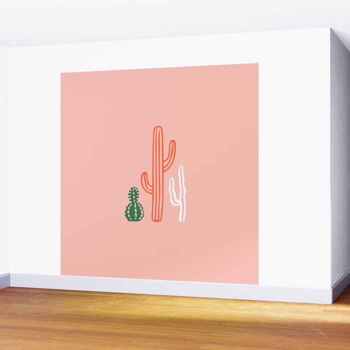 Hand drawn cactus plant art Wall Mural Gallery Image 2