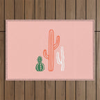 Hand drawn cactus plant art Outdoor Rug Gallery Image 1