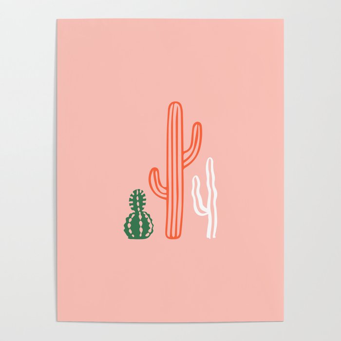 Hand drawn cactus plant art Poster Gallery Image 4