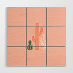 Hand drawn cactus plant art Wood Wall Art Gallery Image 1