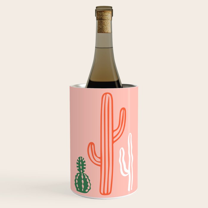 Hand drawn cactus plant art Wine Chiller Gallery Image 1