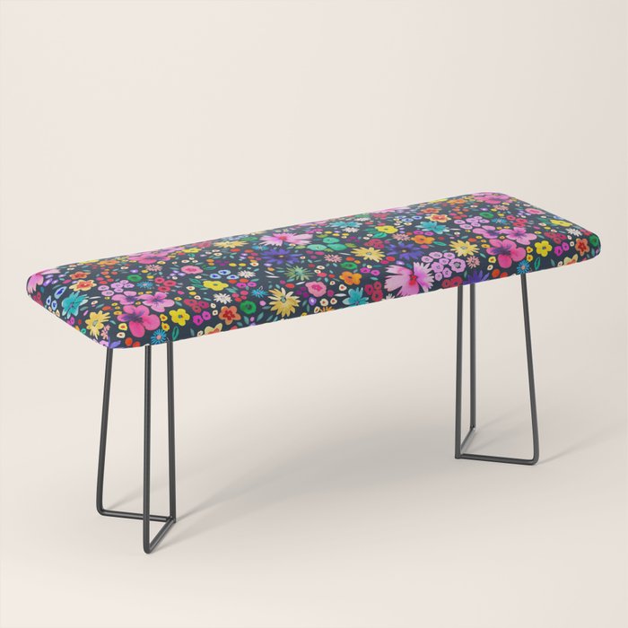 Millefleurs Spring Little Flowers Folky Navy Bench Gallery Image 1