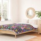 Millefleurs Spring Little Flowers Folky Navy Duvet Cover Gallery Image 2