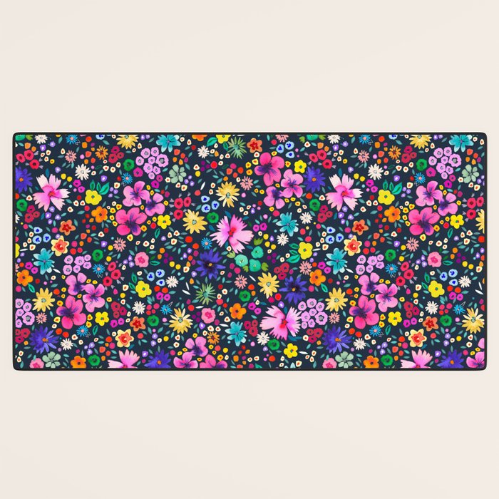 Millefleurs Spring Little Flowers Folky Navy Desk Mat Gallery Image 3