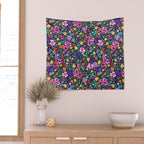 Millefleurs Spring Little Flowers Folky Navy Wall Tapestry Gallery Image 2
