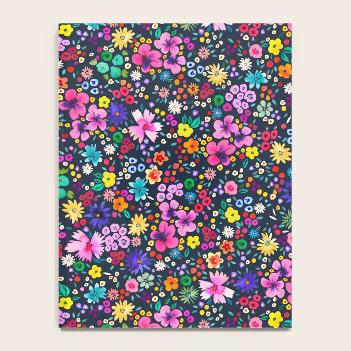 Millefleurs Spring Little Flowers Folky Navy Notebook Gallery Image 4
