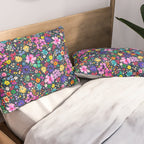 Millefleurs Spring Little Flowers Folky Navy Pillow Sham Gallery Image 2