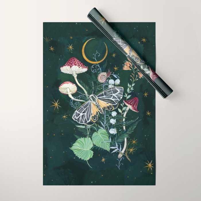Mushroom night moth Wrapping Paper Gallery Image 1