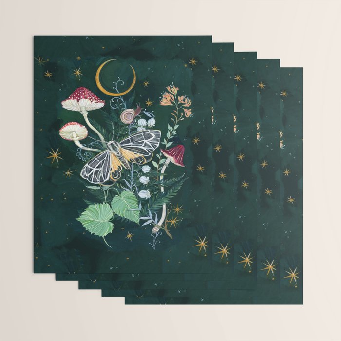 Mushroom night moth Wrapping Paper Gallery Image 3