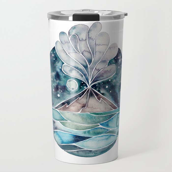 Stromboli Volcano at Midnight - Blue Palette Travel Mug Gallery Image 1