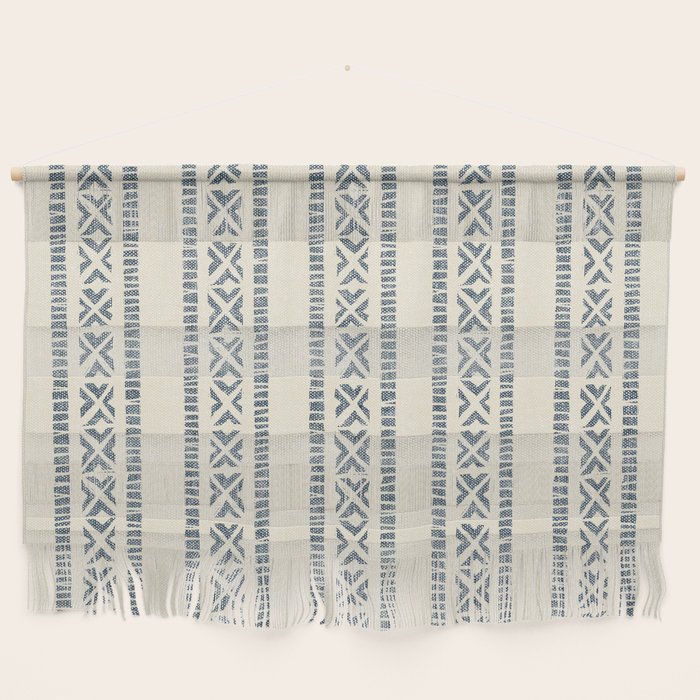 oceania vertical stripes - navy blue on cream Wall Hanging Gallery Image 1