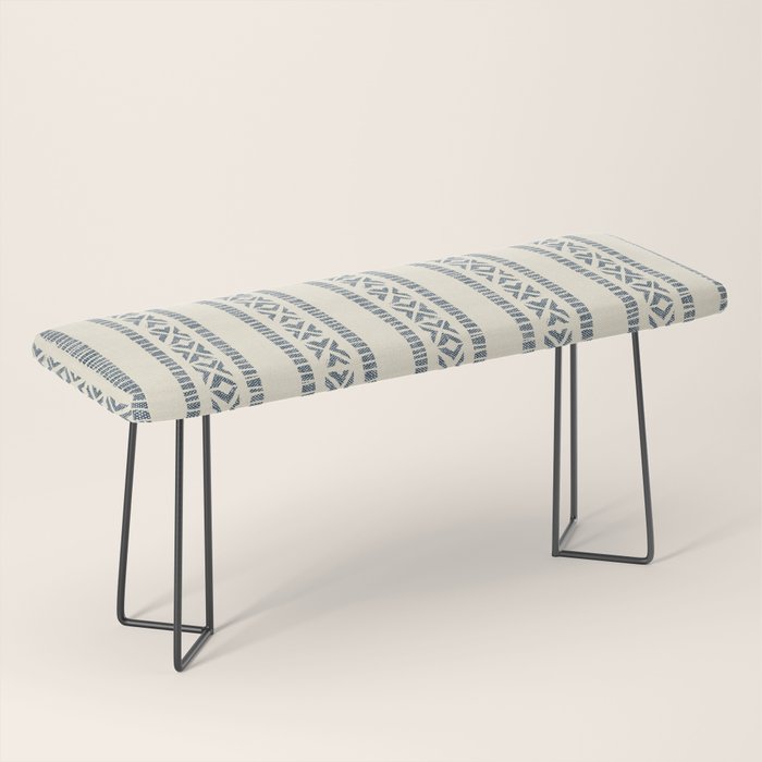 oceania vertical stripes - navy blue on cream Bench Gallery Image 1