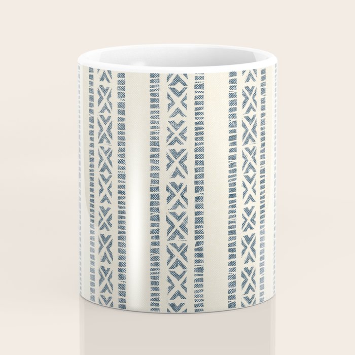 oceania vertical stripes - navy blue on cream Coffee Mug Gallery Image 4
